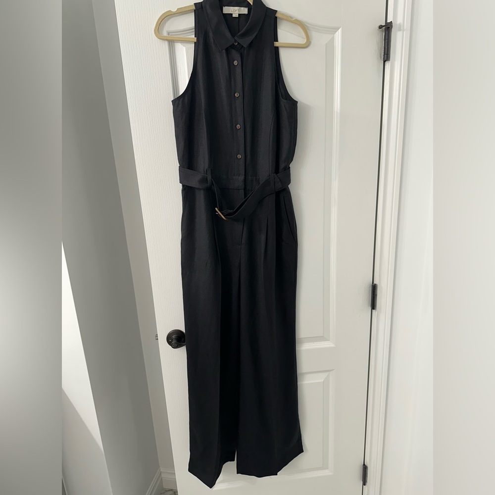 LOFT Black Button-Down Jumpsuit - image 3